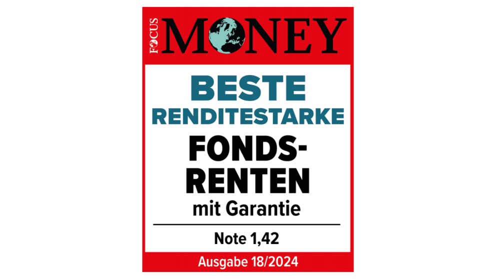 Focus Money | Swiss Life Maximo "Beste renditestarke Fondsrenten mit Garantie" (Note 1,42) | Ausgabe 18/2024